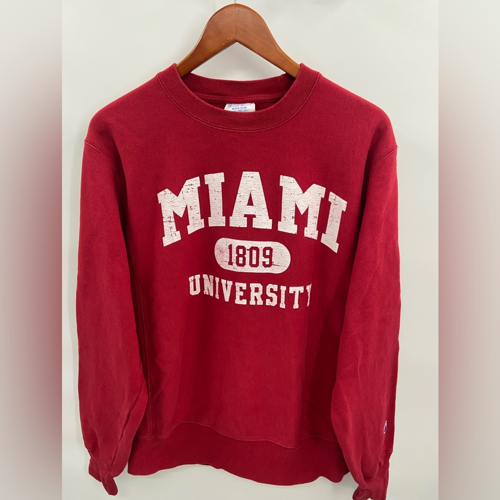 Vintage‎ Miami Reverse Weave Champion Sweatshirt Size M Red Excellent Condition